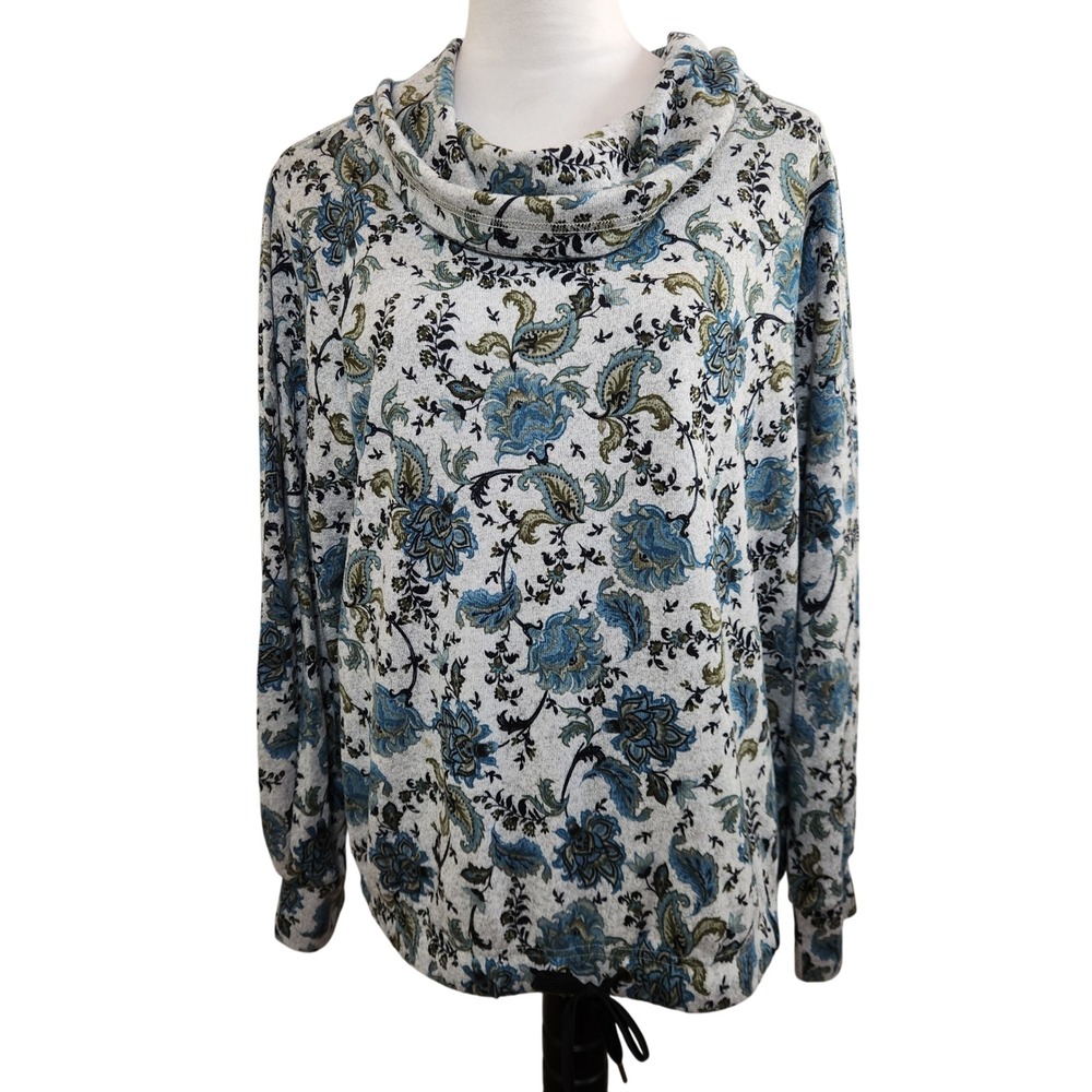 Skyes‎ The Limit Womens XL Cowl Neck Floral Paisley Print Pullover Sweatshirt